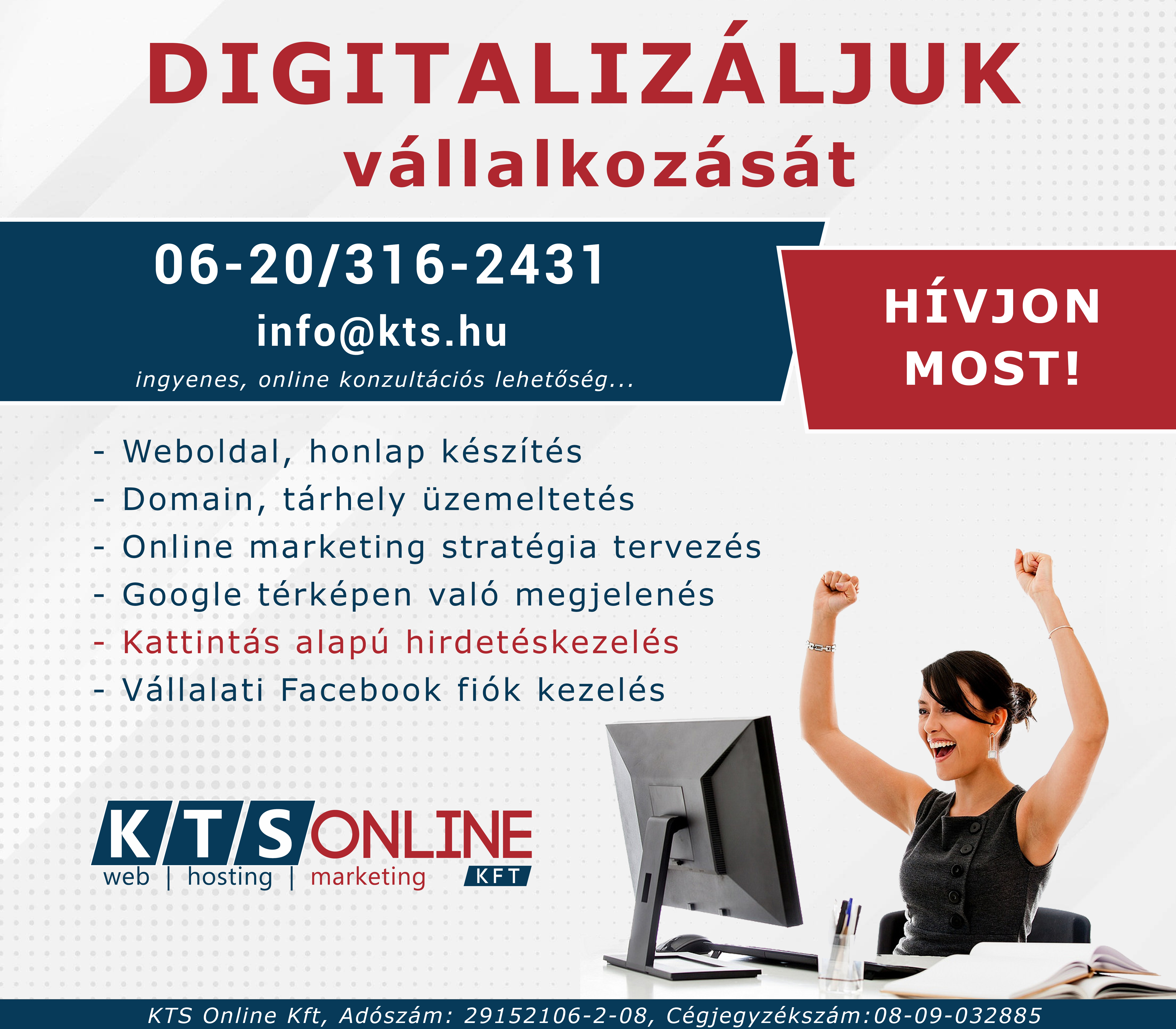 Digitalizaljuk vallalkozatas KTS Online weoldal készítés győr